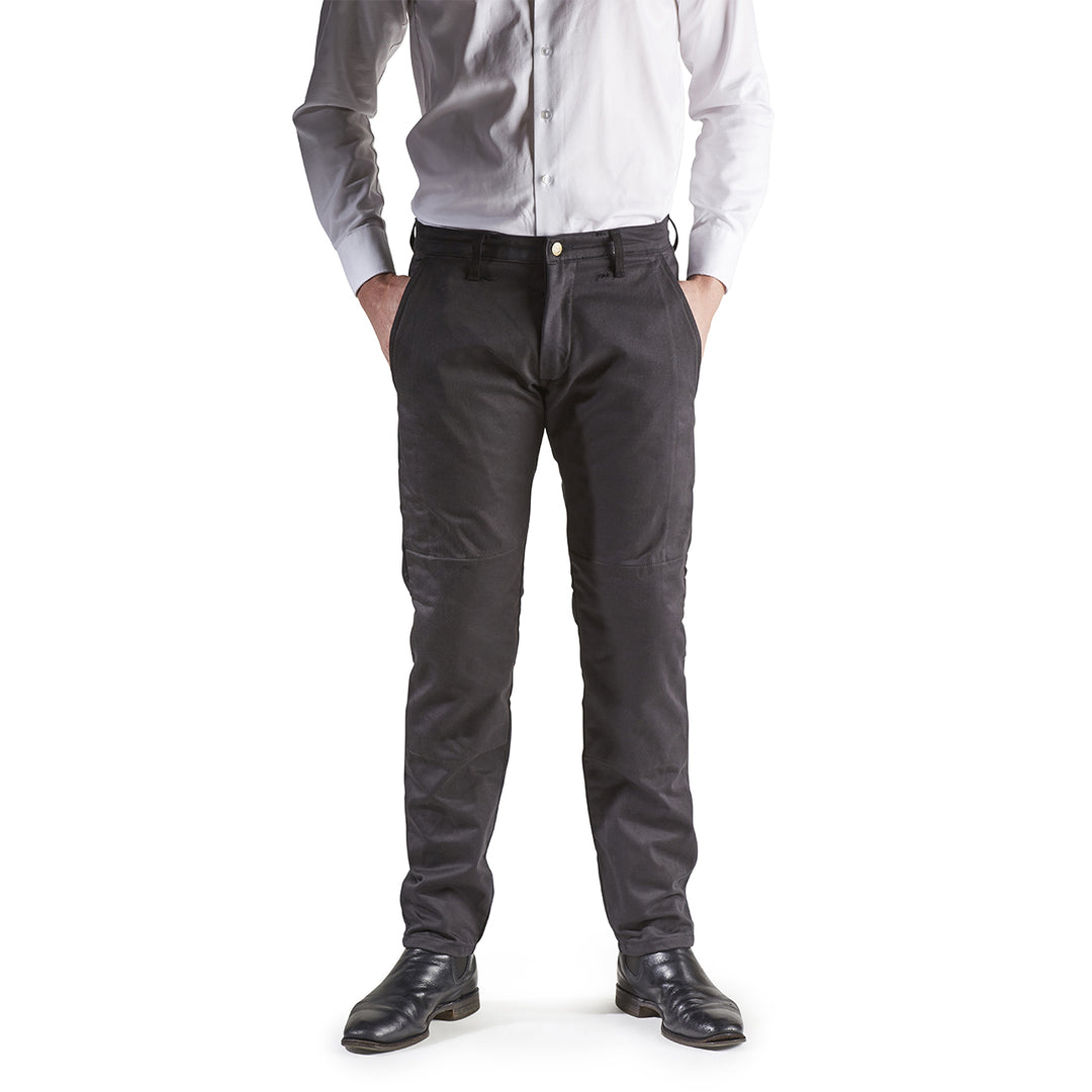 Men's Black Chino Draggin Jeans motorcycle pants front