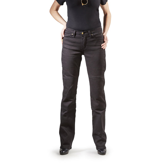Women's Skins Black Draggin Jeans motorcycle pants front